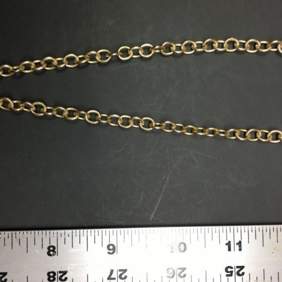 Long Y Drop Necklace Barbie Gold Pink Salmon Rose Leaves Dangles Retro Cottage - Picture 7 of 8